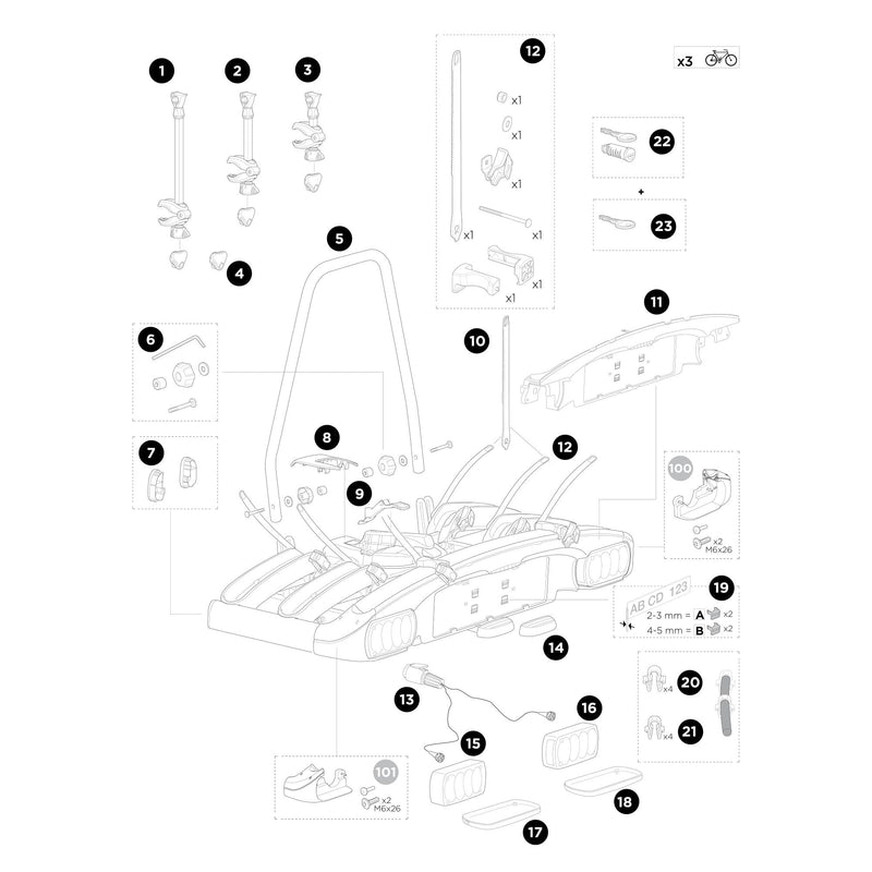 Thule Bike Arm Long 482mm without Lock