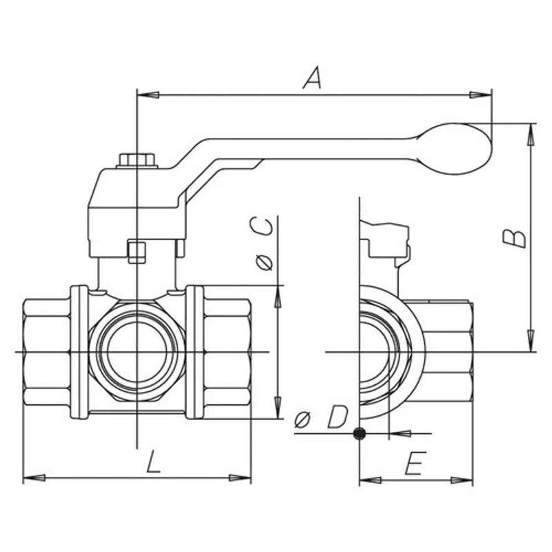 AG L-Port Ball Valve LP 1-1/2" BSP AG - UK Camping And Leisure