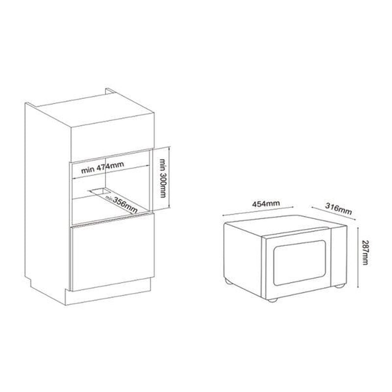 AG Flatbed Microwave 20L in Black 700W 230V - View 3