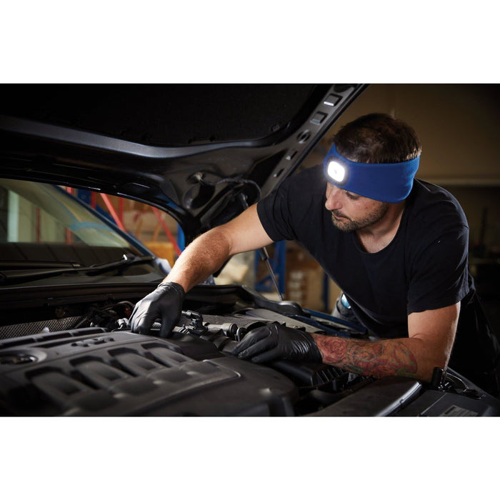 Draper Headband with USB Rechargeable LED Torch, 1W, Blue, One Size 95171 Draper - UK Camping And Leisure