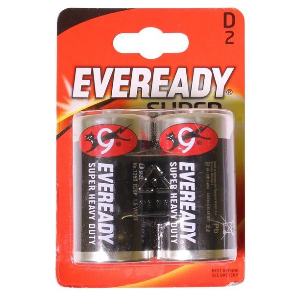 Eveready D Zinc Battery (x2) for Heavy Duty Devices