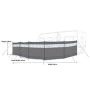 Maypole 5 Panel Steel Poled PVC Windbreak 800cm | lightweight, UPF, UV protection, family camping