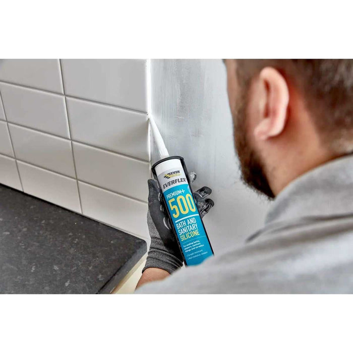 Everbuild Everflex 500 Sanitary Silicone Sealant (Ivory / 310ml) Sika - UK Camping And Leisure