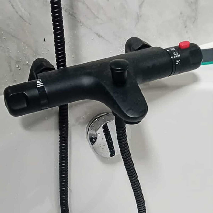 Thermostatic Bath Filler Shower Valve Black AG - UK Camping And Leisure