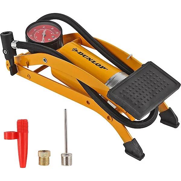 Dunlop Single Barrel Foot Air Pump Car Bike Bicycle Manometer Inflatables Balls Dunlop - UK Camping And Leisure