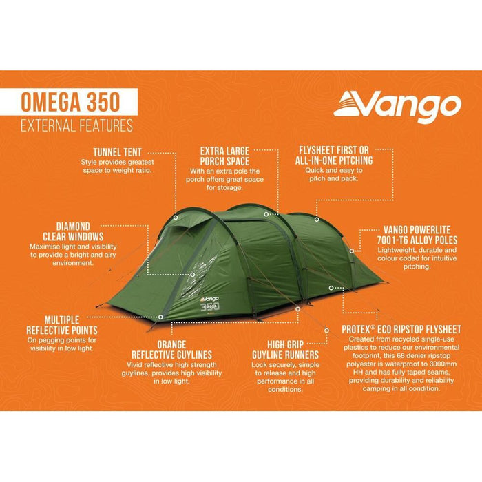 Vango Omega 350 Tent Forest Green Vango - UK Camping And Leisure