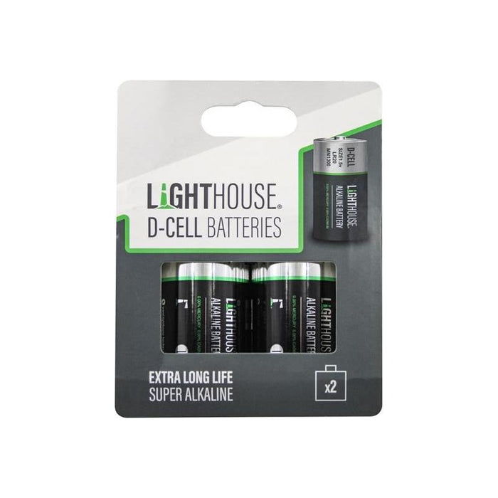 Lighthouse D LR20 Alkaline Batteries 14800 mAh (Pack 2) Lighthouse - UK Camping And Leisure