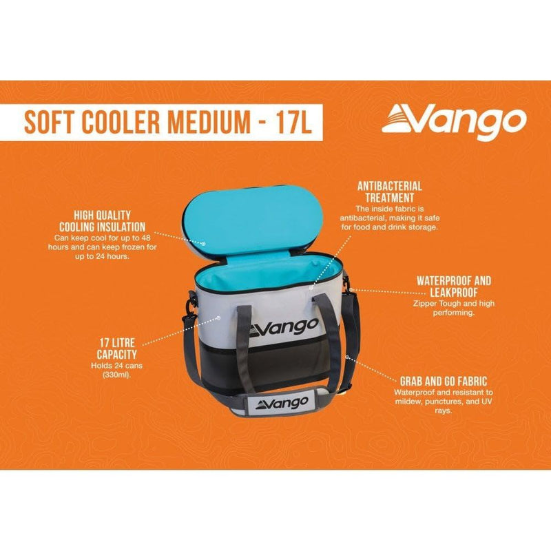 Vango Soft Cooler Medium - 17L Cooler Coolbox 17L Cool Grey Vango - UK Camping And Leisure