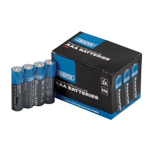 Draper PowerUP Ultra Alkaline AAA Batteries (Pack of 24) 03969 Draper - UK Camping And Leisure