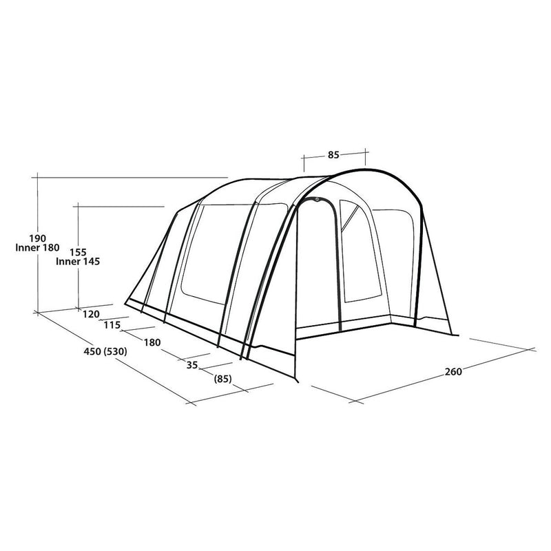 Outwell Birdland 4 TC 4 Berth Three Room Tunnel Tent - View 14