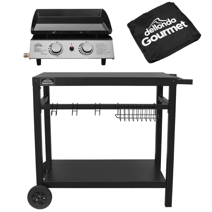 Dellonda 2 Burner Portable Gas Plancha, Cover & Trolley DG249 Dellonda - UK Camping And Leisure