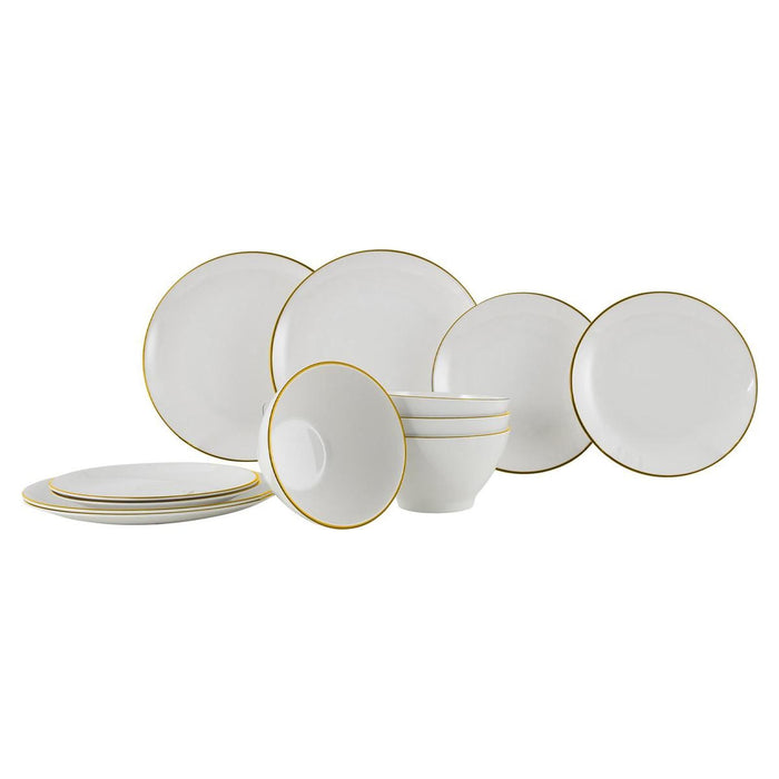 Gimex Linea Line Tableware Gold 12 Pieces Gimex - UK Camping And Leisure