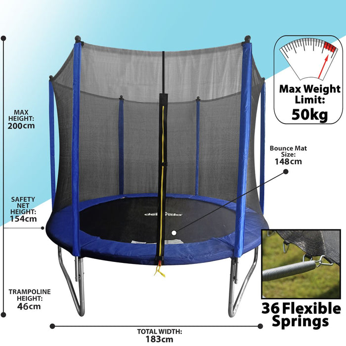 Dellonda 6ft Heavy-Duty Outdoor Trampoline with Safety Enclosure Net Dellonda - UK Camping And Leisure