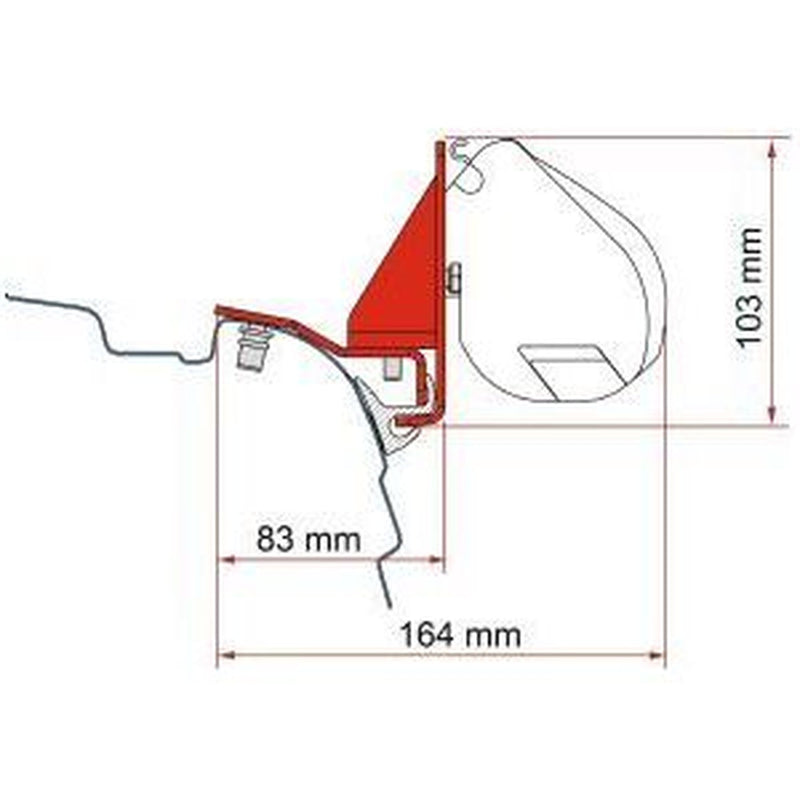 Fiamma F35 Adapter Kit Vw T5/T6 Multirail Reimo 98655Z155 Fiamma - UK Camping And Leisure
