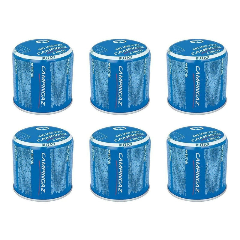 6x Campingaz C206 Butane Gas Cartridge Lock System 190g Camping Outdoors Campingaz - UK Camping And Leisure