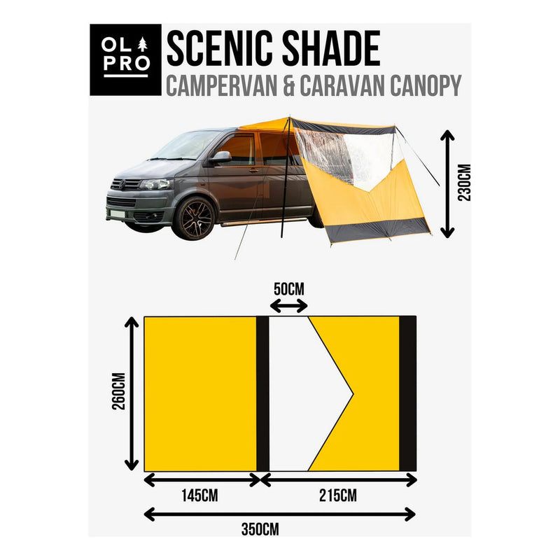 Olpro Rectangle Campervan Canopy with Window - 350cm, Orange