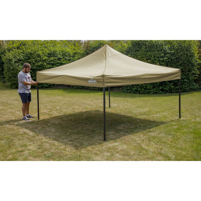 Dellonda 2x2m Pop-Up Gazebo Heavy Duty  Carry Bag Rope Stakes & Weight Beige Dellonda - UK Camping And Leisure