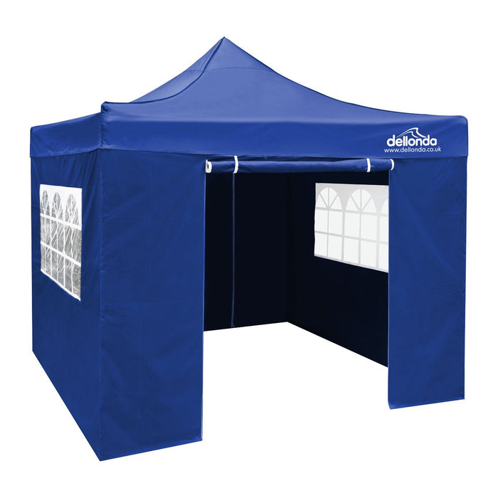 Dellonda 2x2m Pop-Up Gazebo & Side Walls  Carry Bag Rope Stakes & Weight Blue Dellonda - UK Camping And Leisure