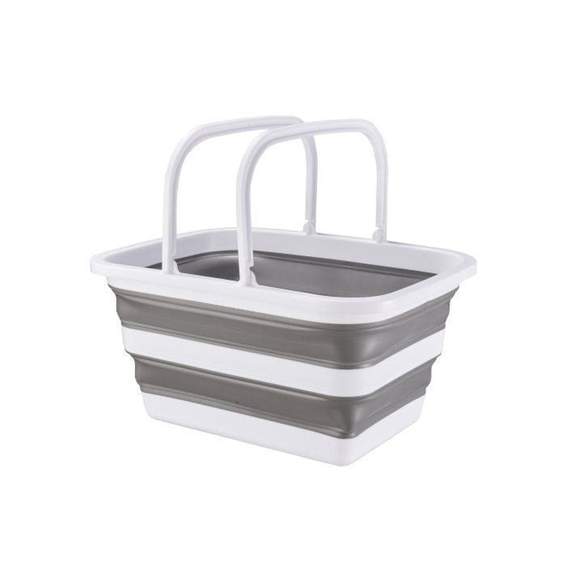 Via Mondo Collapsible Washing Basket 12L White/Grey | UK Camping and Leisure