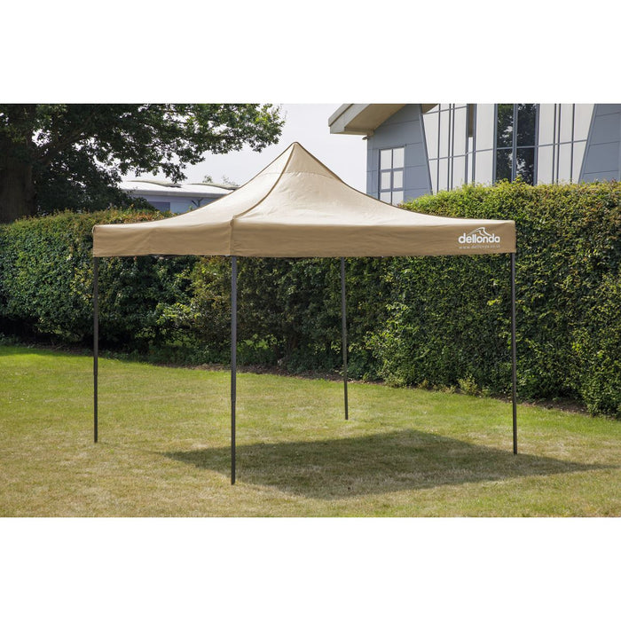 Dellonda 2x2m Pop-Up Gazebo Heavy Duty  Carry Bag Rope Stakes & Weight Beige Dellonda - UK Camping And Leisure