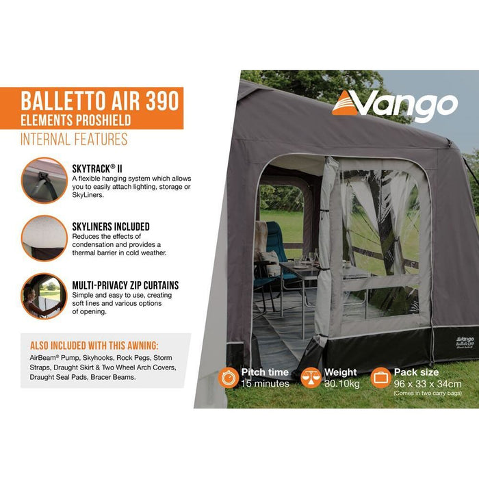 Vango Balletto Air 390 Elements ProShield Caravan Awning Vango - UK Camping And Leisure