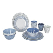 Bo-Camp Tableware Mix & Match Melamine 16 Pieces Blue/White Bo-Camp - UK Camping And Leisure