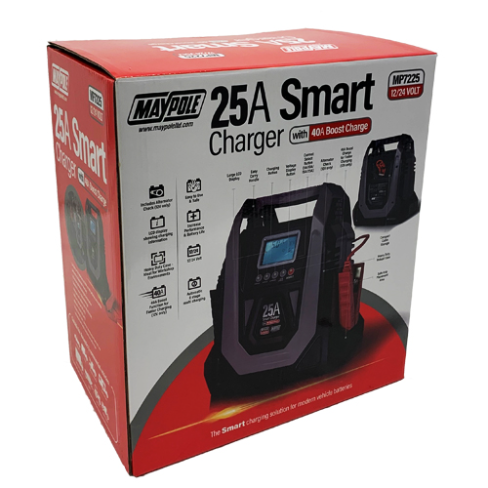 Maypole Smart Car Battery Charger with 40A Booster Fast Charge Heavy Duty 12/24V