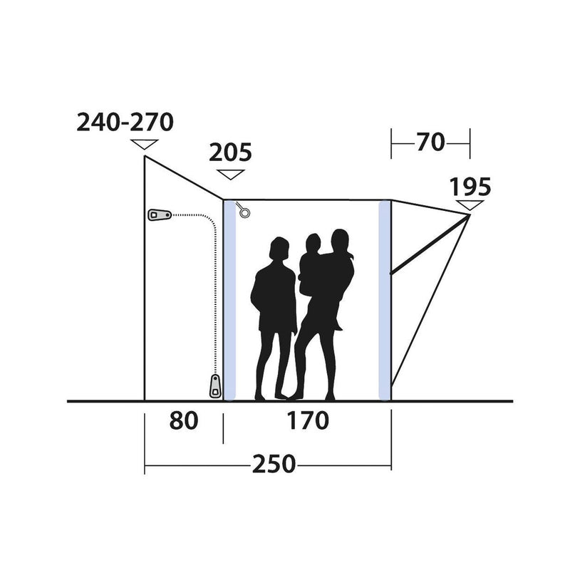 Outwell Santa Monica Air Mid High Driveaway Awning Campervan 240-270cm - View 11