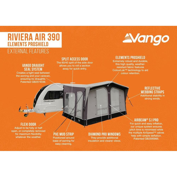 Vango Riviera Air 390 Elements ProShield Caravan Awning Vango - UK Camping And Leisure