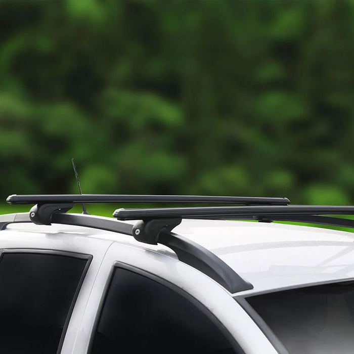 Roof Bars Rack Aluminium Black fits Vauxhall Zafira Life 2019- For Raised Rails Summit - UK Camping And Leisure