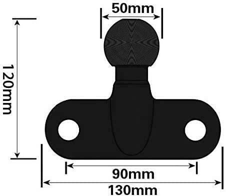 Towball Black Standard 50mm Heavy Duty E Approved Hitch Head Tow 90mm Fixings