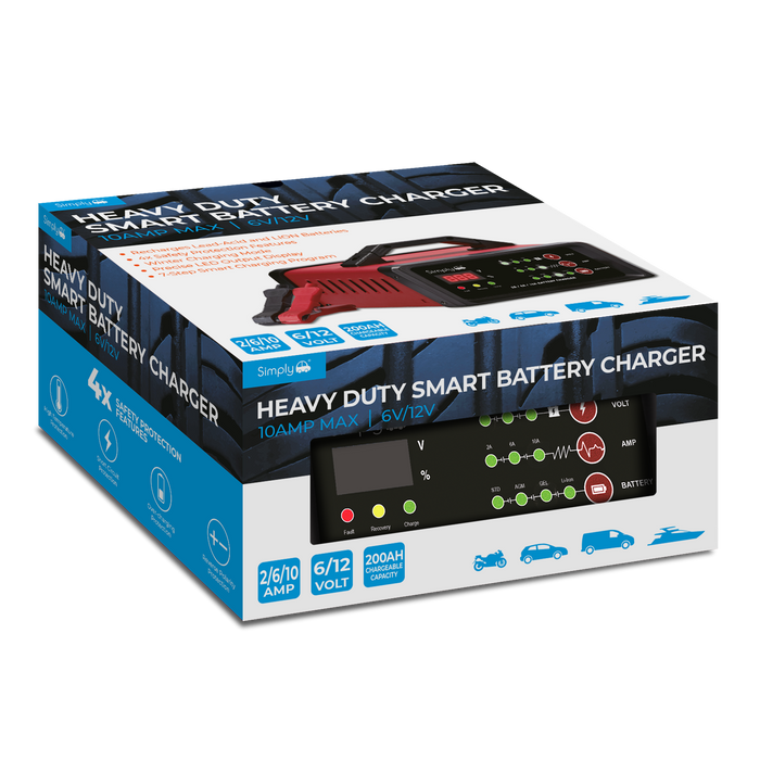 Heavy Duty Car Van Battery Charger 6V / 12V Metal Case 6-100Ah 10A Bike Boat Simply - UK Camping And Leisure