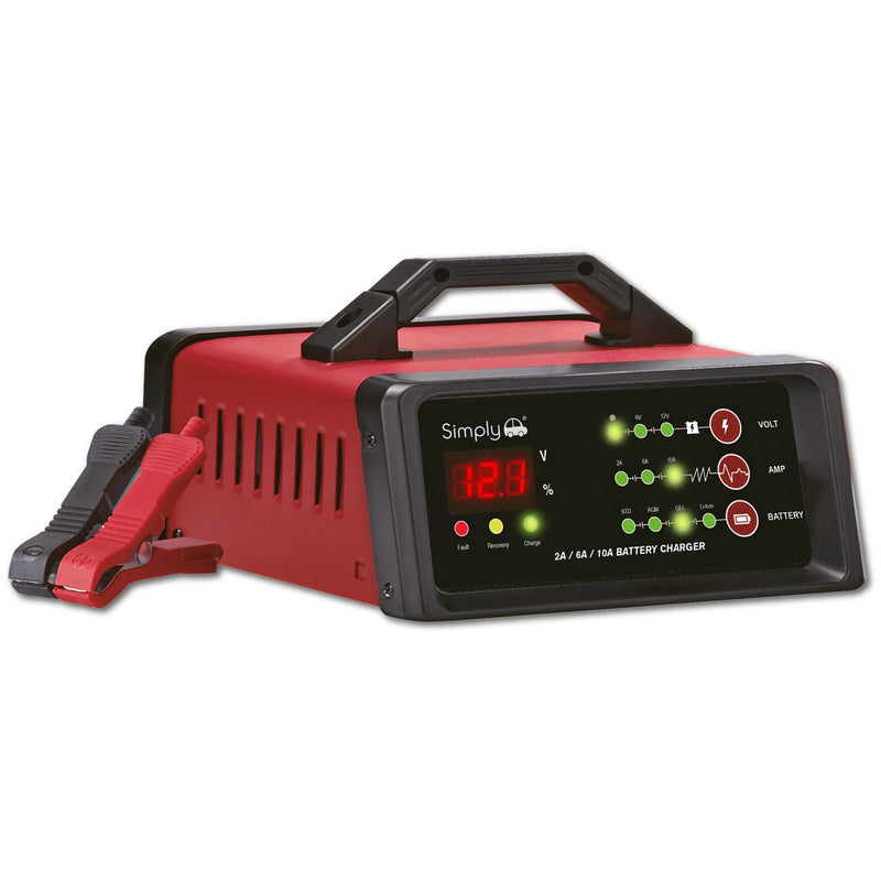 Heavy Duty Car Van Battery Charger 6V / 12V Metal Case 6-100Ah 10A Bike Boat Simply - UK Camping And Leisure