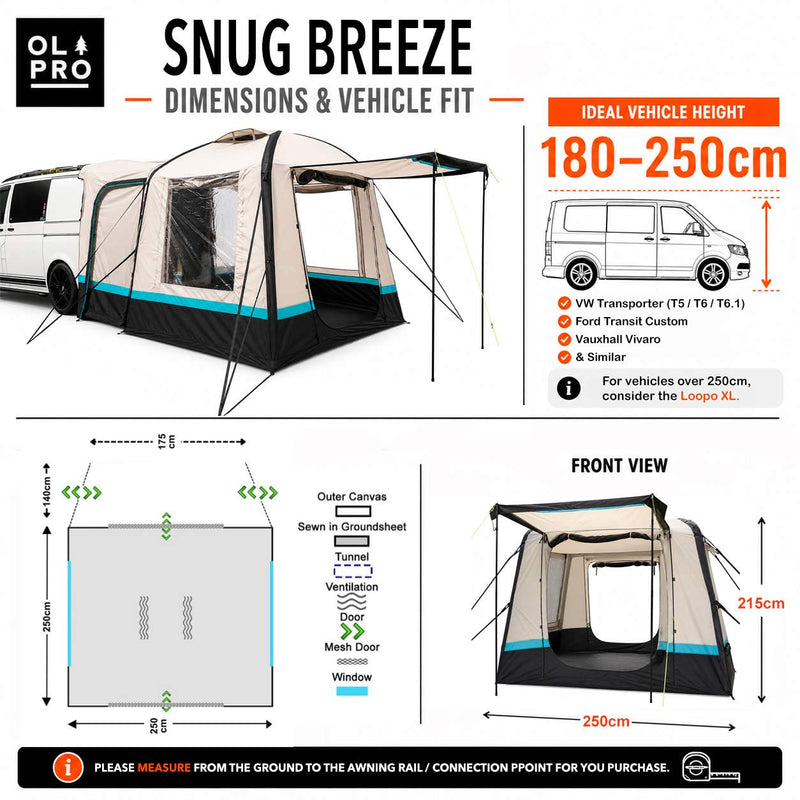 Olrpo Snug Inflatable Tailgate Campervan Awning