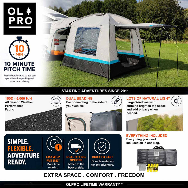 Olpro Snug Poled Tailgate Awning (steel Legs Fibreglass Roof )
