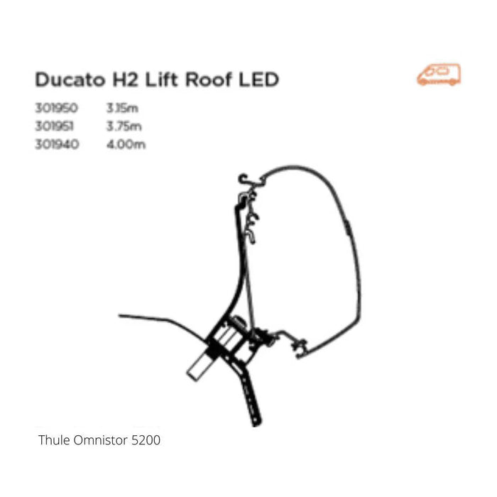 Thule Adapter Wall Ducato H2 Lift Roof LED Omnistor 5200 3.15 - 3.75 - 4.00 m Thule - UK Camping And Leisure