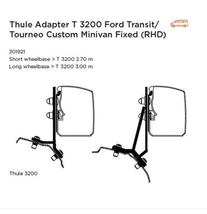 Thule Adapter T 3200 Ford Transit / Tourneo Custom Compact Van Fixed (RHD) Thule - UK Camping And Leisure
