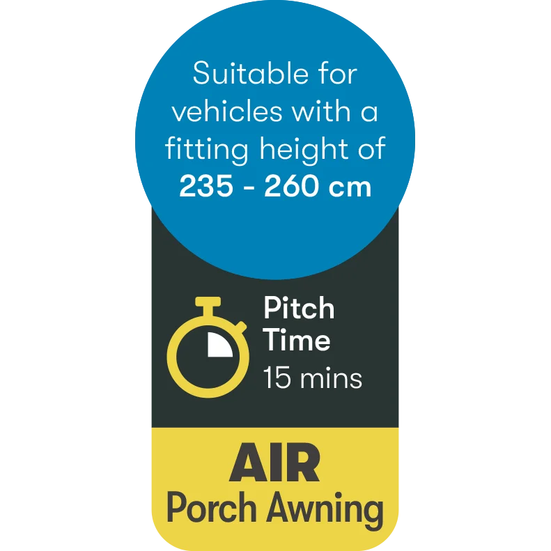Westfield Vega 2 330 Air Porch Awning for Caravan 235 - 255cm | air frame, annex, touring caravan, shelter
