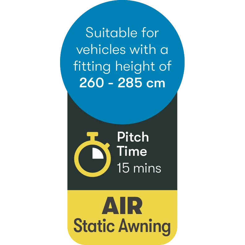 Westfield Vega 2 375 Air Porch Awning for Motorhome 255 - 285cm | air frame, annex, campervan, shelter