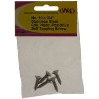 W4 No 10 Counter Sunk 3/4" S/S (5) 37744