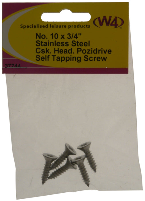 W4 No 10 Counter Sunk 3/4" S/S (5) 37744 W4 - UK Camping And Leisure
