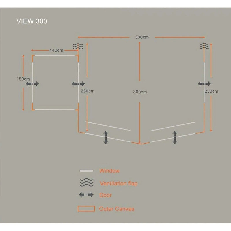 Olpro View 300 Inflatable Porch Awning for Caravans 235-250cm