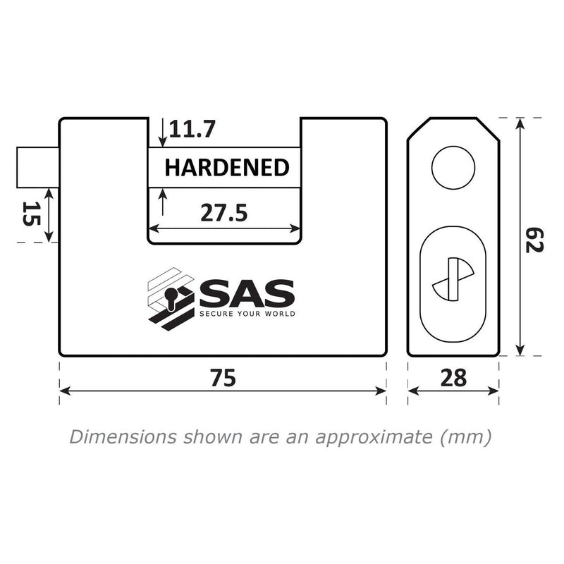 SAS Security Products SAS HD85-75 Sliding Shackle Padlock Lock Keyed Alike - Image 6 of 6 | UK Camping and Leisure