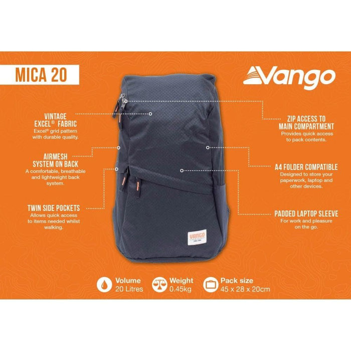Vango Mica 20 Rucksack 20L Black Vango - UK Camping And Leisure
