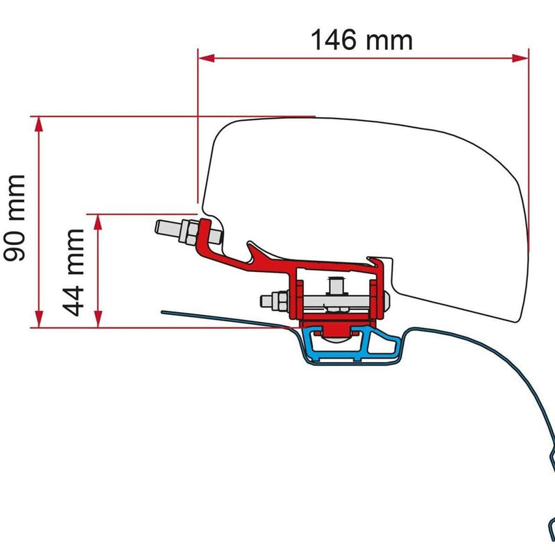 Fiamma VW T6 Transporter Multirail Brackets for F40 Awning Deep Black Fiamma - UK Camping And Leisure
