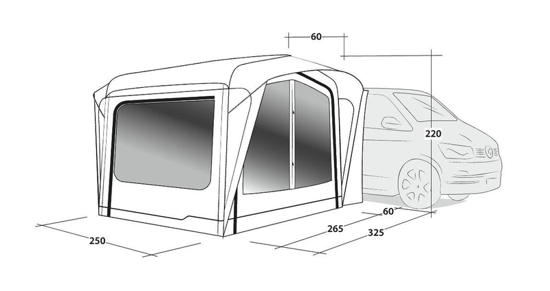 Outwell Crossville 250SA Air Drive-Away Campervan Air Awning 175-200cm
