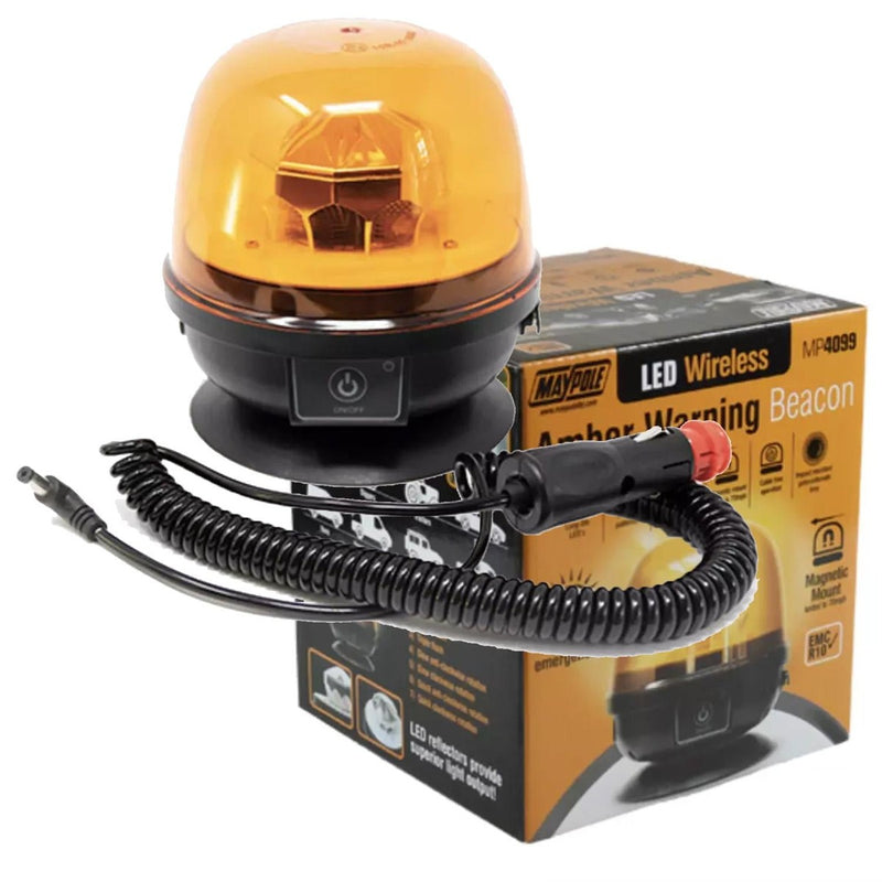 Wireless Rechargeable LED Amber Warning Beacon Light 12/24V, IP67 - MP4099