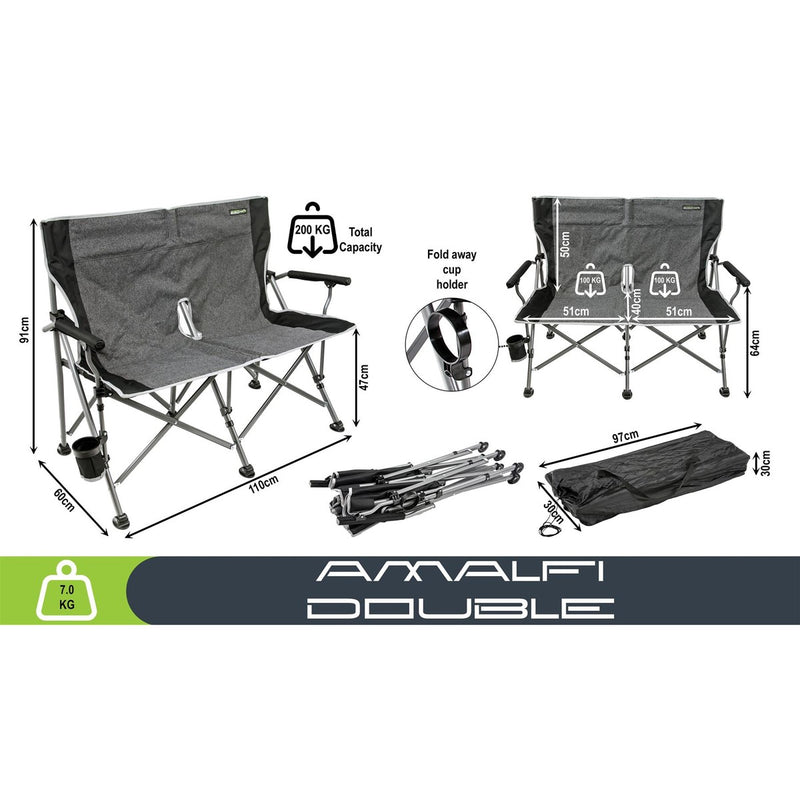 Outdoor Revolution Amalfi Duo Camping Double Sofa Armrest Chair - View 2