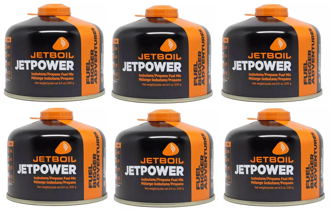 6x Jetboil JetPower Butane Gas Fuel 230g Canister Jetboil - UK Camping And Leisure