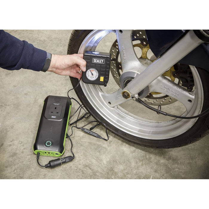 Sealey 31200MAH Power Bank Pack Charger with AC 3 Pin Plug & 2x USB & Light Sealey - UK Camping And Leisure